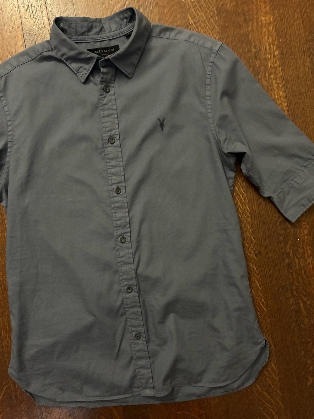 AllSaints Men's Half Sleeve Button-Up Shirt Slate Gray